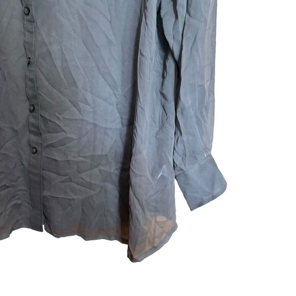 Coldwater Creek Top Womens 2X 20W 22W Gray Silk Button Up Shirt Sheer Blouse - Picture 5 of 9